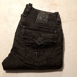 Rock Revival Mens Jeans Steven Alt Straight, Black, Size 34